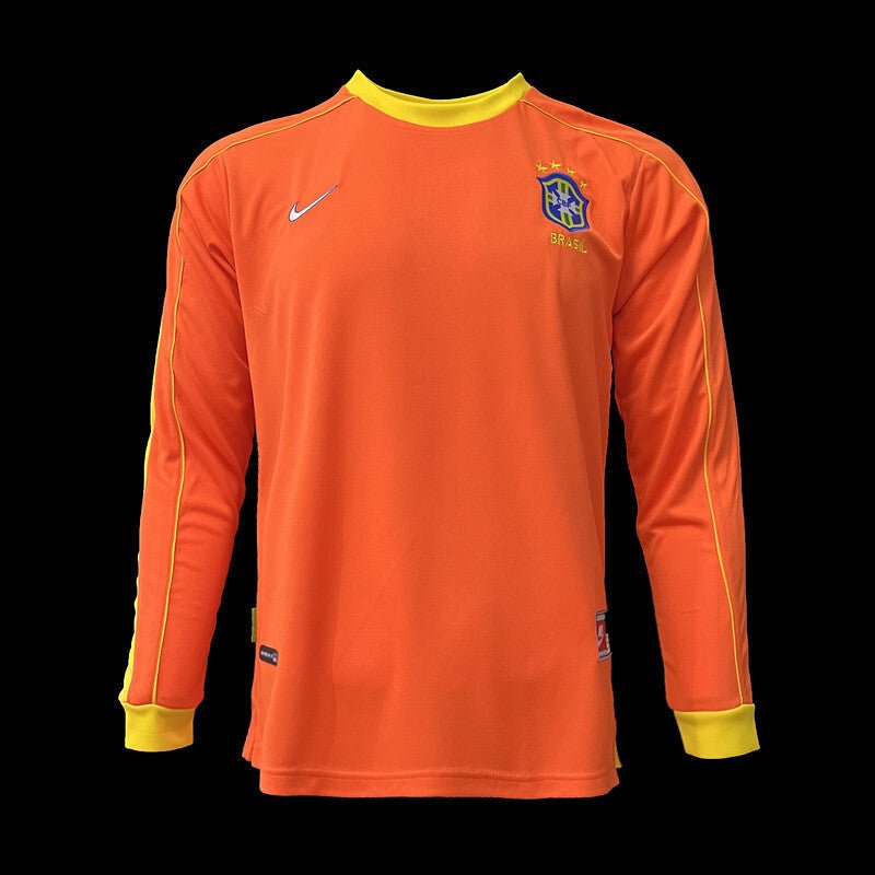 football-shirt-brazil-goalkeeper-98-99-orange-long-sleeve-1 Football Shirt Brazil Goalkeeper 98-99 Orange Long Sleeve front